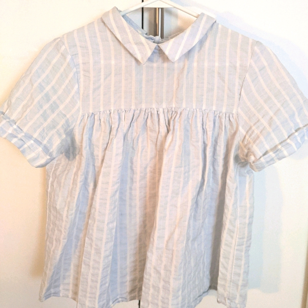 Baby doll shirt (striped baby blue and white)